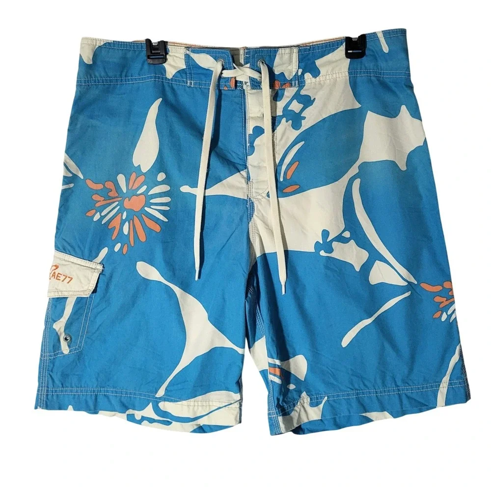 American Eagle Swim Trunks‎ Mens 34 Board Shorts Y2K Beach Tropical Summer